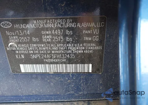 2015 Hyundai Sonata Se z USA, uszkodzony, nr VIN 5NPE24AF5FH132435